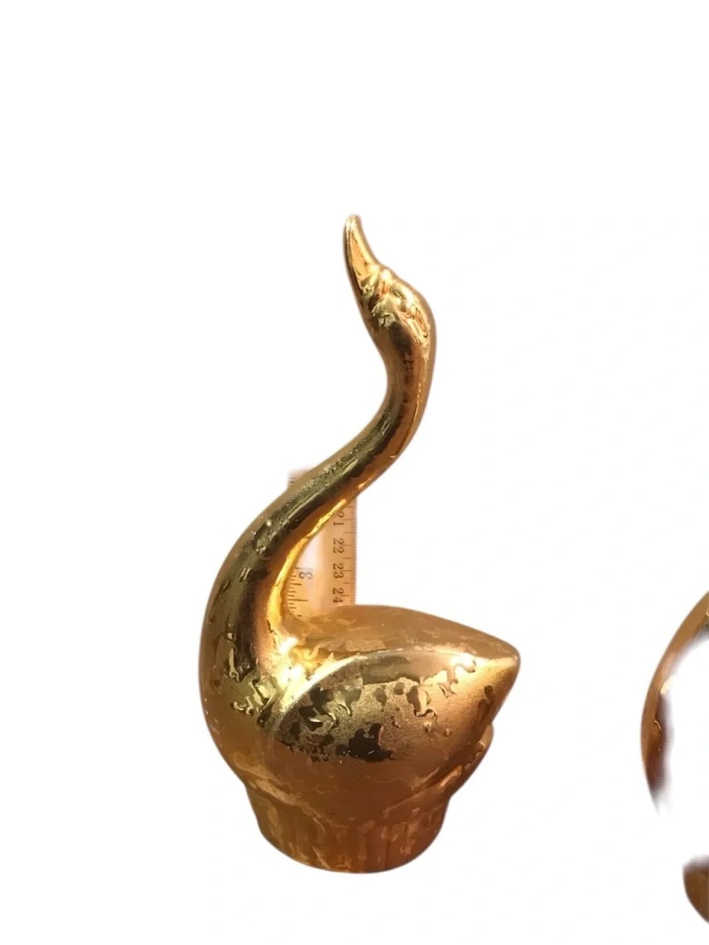Vintage MCM Weeping Gold Swan Figurines